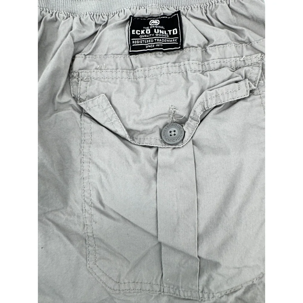Ecko Unltd Cargo Shorts Mens 2XB Grey Elastic Waist Cotton‎ Classic Fit Utility